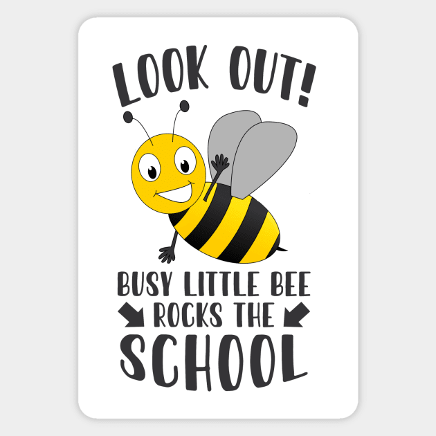 Look out! Busy little bee rocks the school Sticker by Die Designwerkstatt